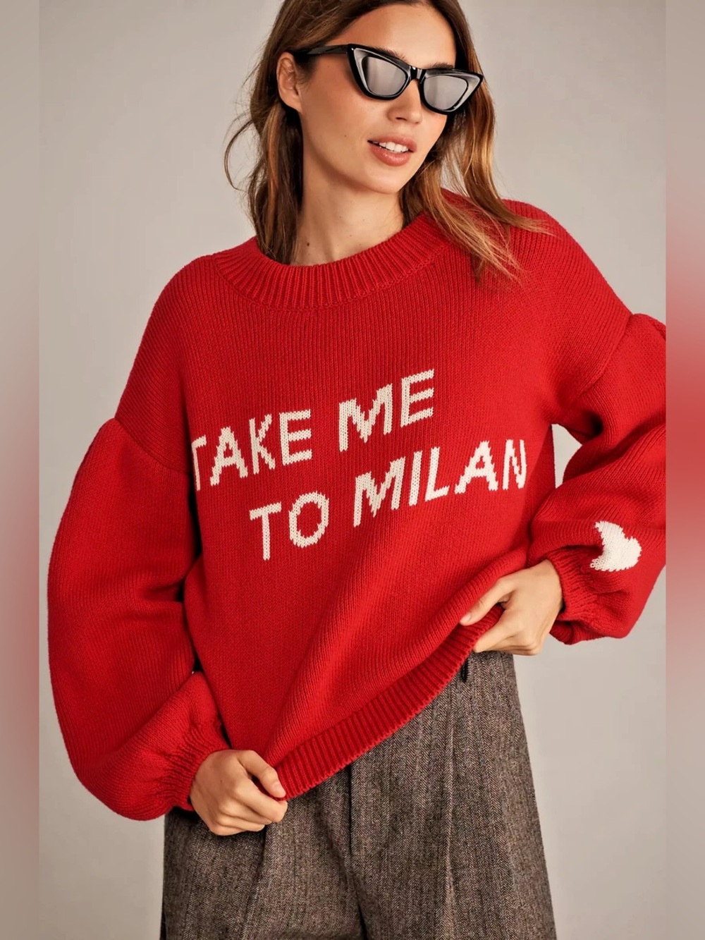 HTF Rare Maeve Take Me To Milan City Graphic Knit Oversize Cotton Sweater Small
